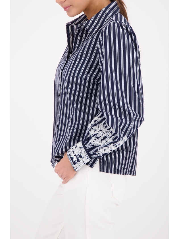 Monari Bluse 757 Marine gemustert