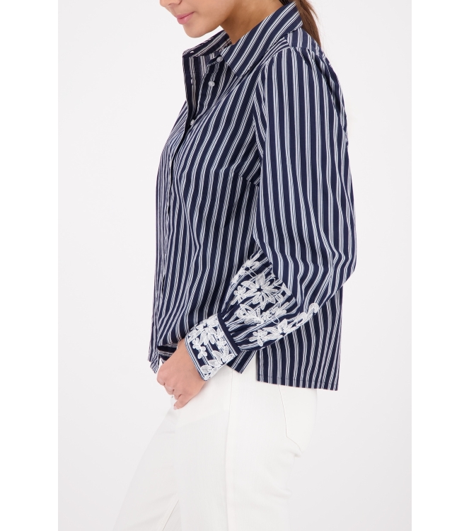 Monari Bluse 757 Marine gemustert