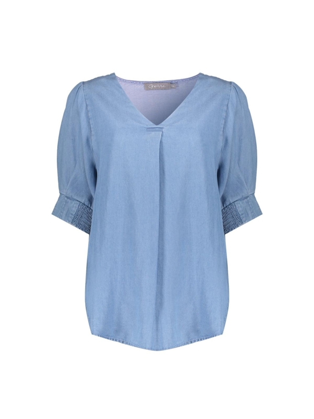 Geisha Top lyocell denim 827 Mid blue denim