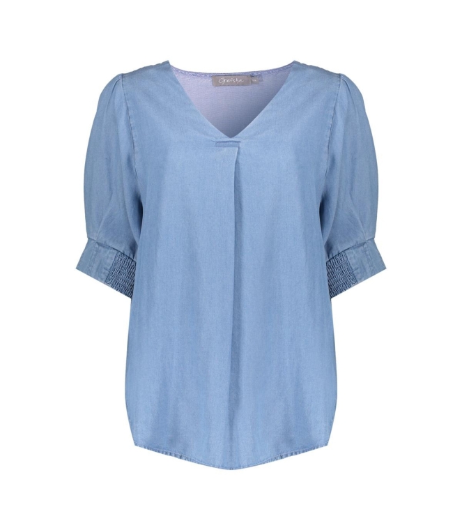 Geisha Top lyocell denim 827 Mid blue denim