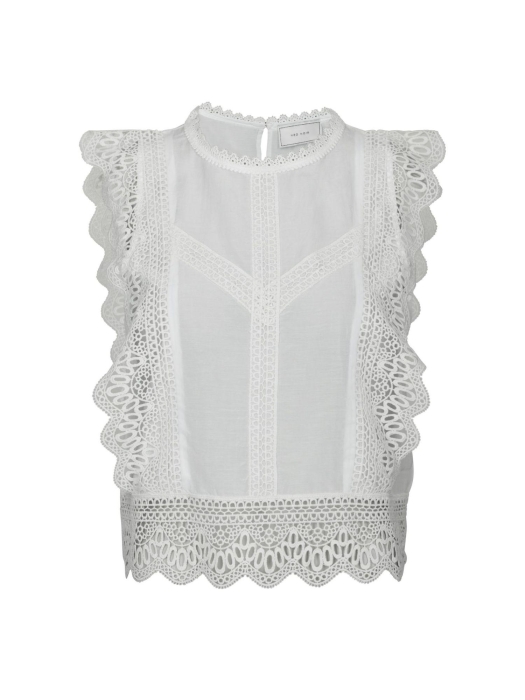 Neo Noir Samia Lace Top White