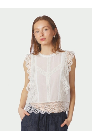 Neo Noir Samia Lace Top White