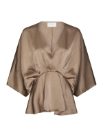 Neo Noir Rivina Heavy Sateen Blouse Dark Taupe