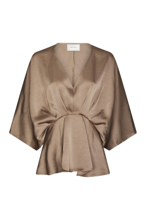 Neo Noir Rivina Heavy Sateen Blouse Dark Taupe