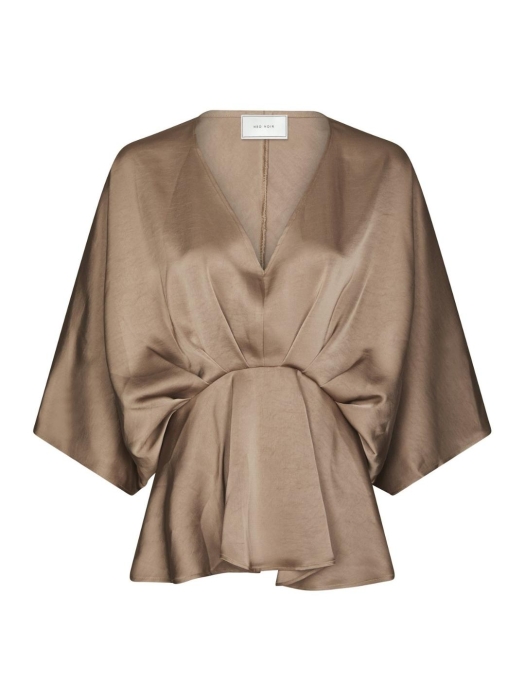 Neo Noir Rivina Heavy Sateen Blouse Dark Taupe