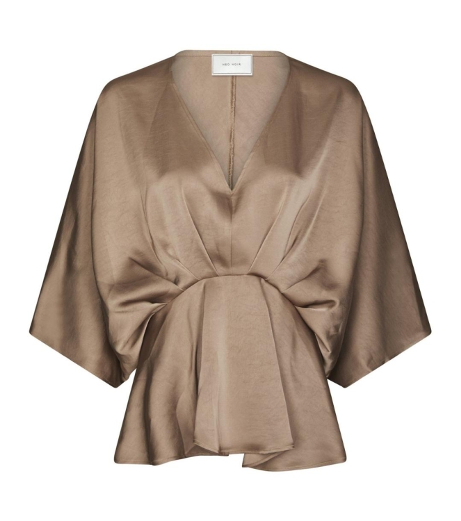 Neo Noir Rivina Heavy Sateen Blouse Dark Taupe