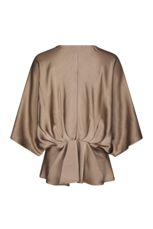 Neo Noir Rivina Heavy Sateen Blouse Dark Taupe