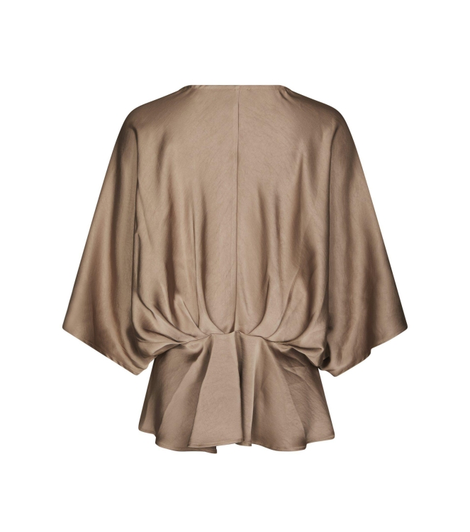 Neo Noir Rivina Heavy Sateen Blouse Dark Taupe