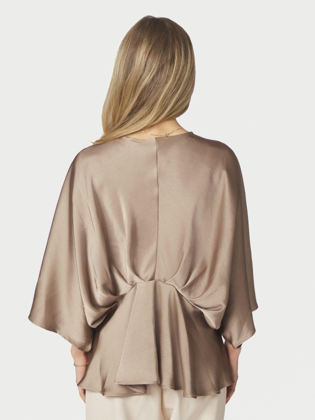 Neo Noir Rivina Heavy Sateen Blouse Dark Taupe