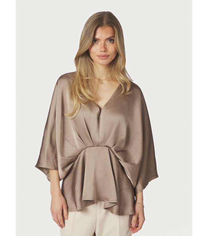Neo Noir Rivina Heavy Sateen Blouse Dark Taupe