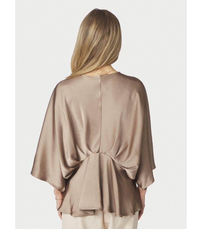 Neo Noir Rivina Heavy Sateen Blouse Dark Taupe