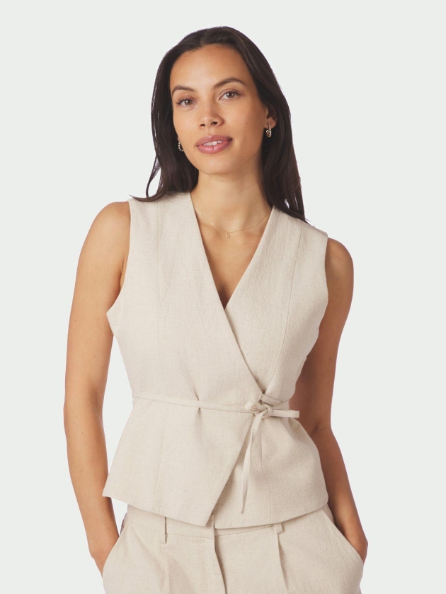 Neo Noir Samara Ramie Waistcoat Natural