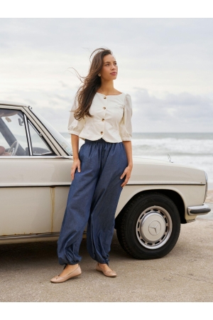 Neo Noir Roxane Balloon Denim Pants Blue