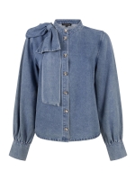 Tramontana Denim Blouse Bow Detail 000050 Mid blue denim