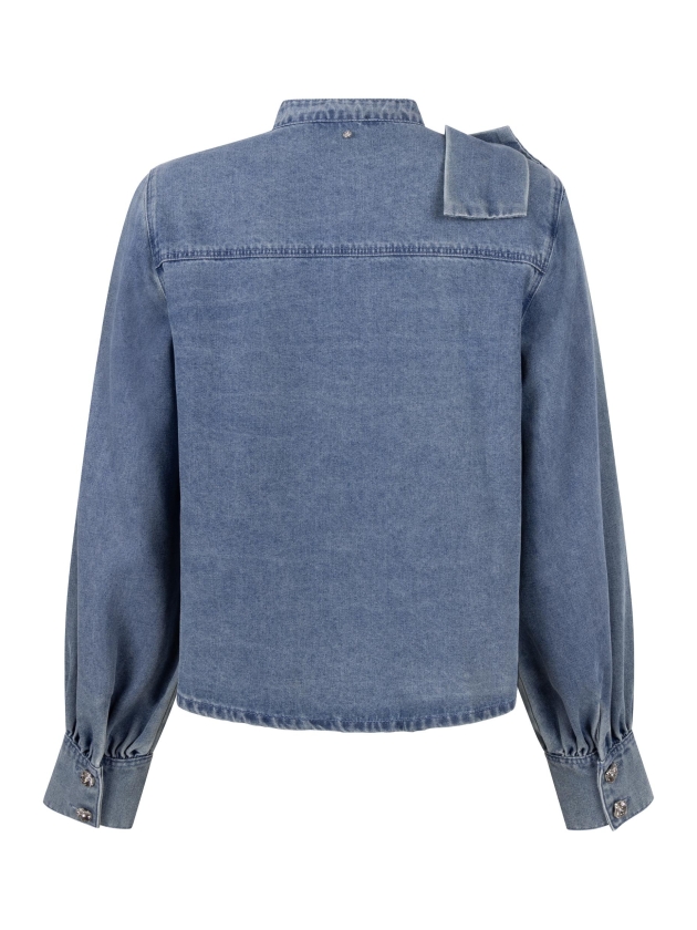 Tramontana Denim Blouse Bow Detail 000050 Mid blue denim