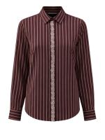 Tramontana Striped Blouse Strass Placket 004580 Pomegranate