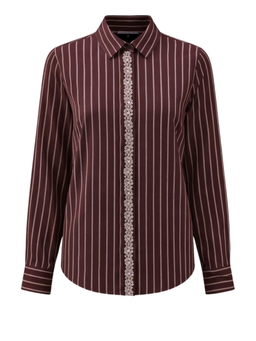 Tramontana Striped Blouse Strass Placket 004580 Pomegranate