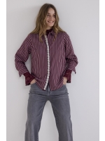 Tramontana Striped Blouse Strass Placket 004580 Pomegranate