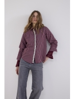 Tramontana Striped Blouse Strass Placket 004580 Pomegranate