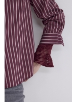 Tramontana Striped Blouse Strass Placket 004580 Pomegranate