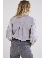 Tramontana Embroidered Blouse Rhinestones 002650 Chocolate
