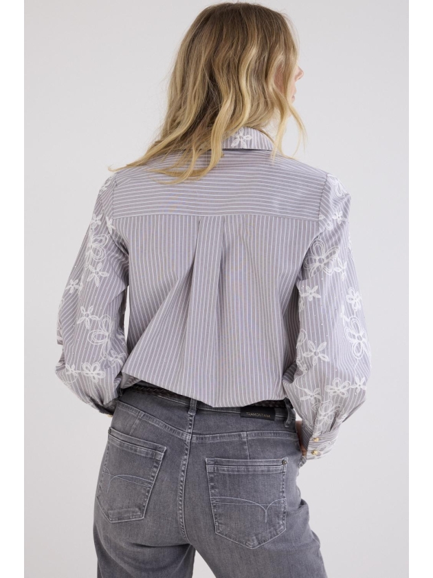 Tramontana Embroidered Blouse Rhinestones 002650 Chocolate