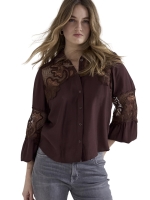 Tramontana Blouse Lace Details 002650 Chocolate
