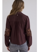 Tramontana Blouse Lace Details 002650 Chocolate