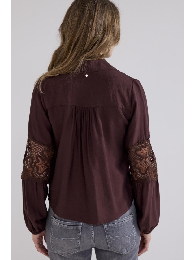 Tramontana Blouse Lace Details 002650 Chocolate