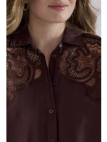 Tramontana Blouse Lace Details 002650 Chocolate