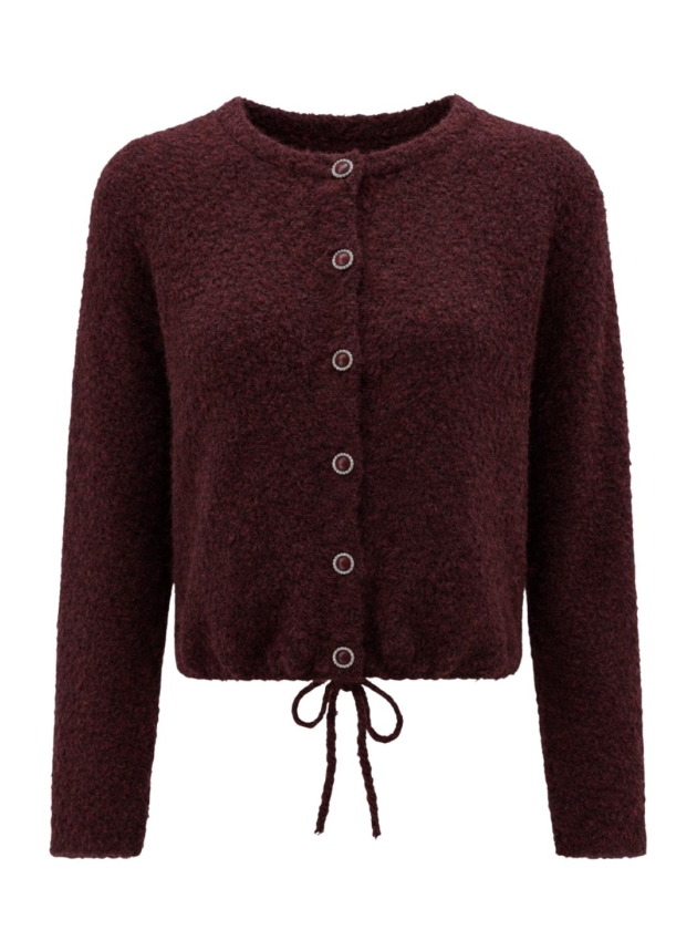 Tramontana Puff-Sleeve Cardigan 004580 Pomegranate