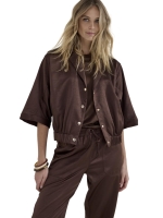Tramontana Elasticated Short-Sleeve Jacket 002650 Chocolate