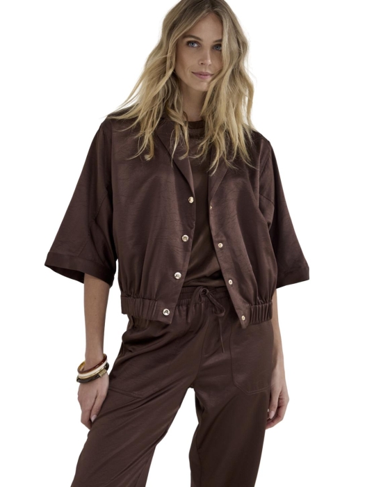 Tramontana Elasticated Short-Sleeve Jacket 002650 Chocolate