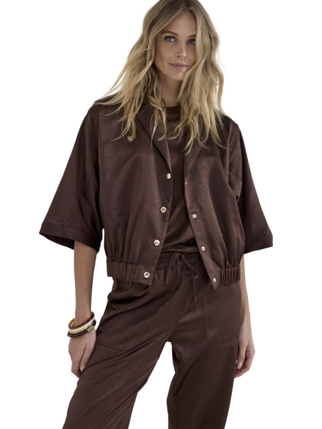 Tramontana Elasticated Short-Sleeve Jacket 002650 Chocolate