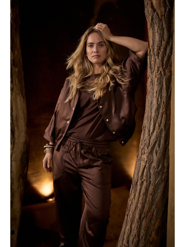Tramontana Elasticated Short-Sleeve Jacket 002650 Chocolate