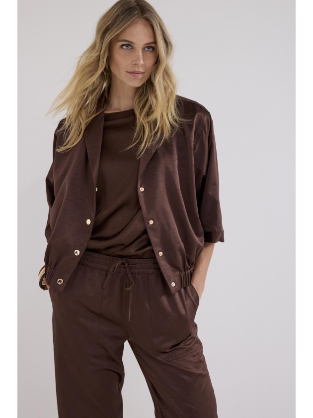 Tramontana Elasticated Short-Sleeve Jacket 002650 Chocolate