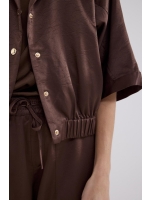 Tramontana Elasticated Short-Sleeve Jacket 002650 Chocolate