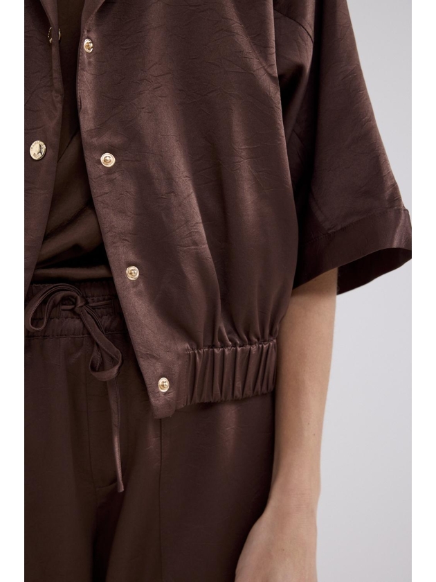 Tramontana Elasticated Short-Sleeve Jacket 002650 Chocolate