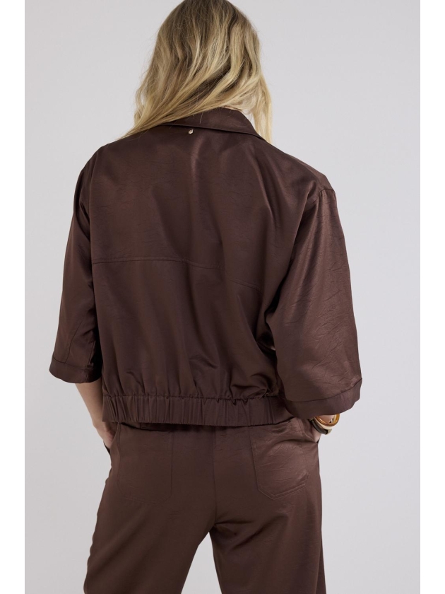 Tramontana Elasticated Short-Sleeve Jacket 002650 Chocolate