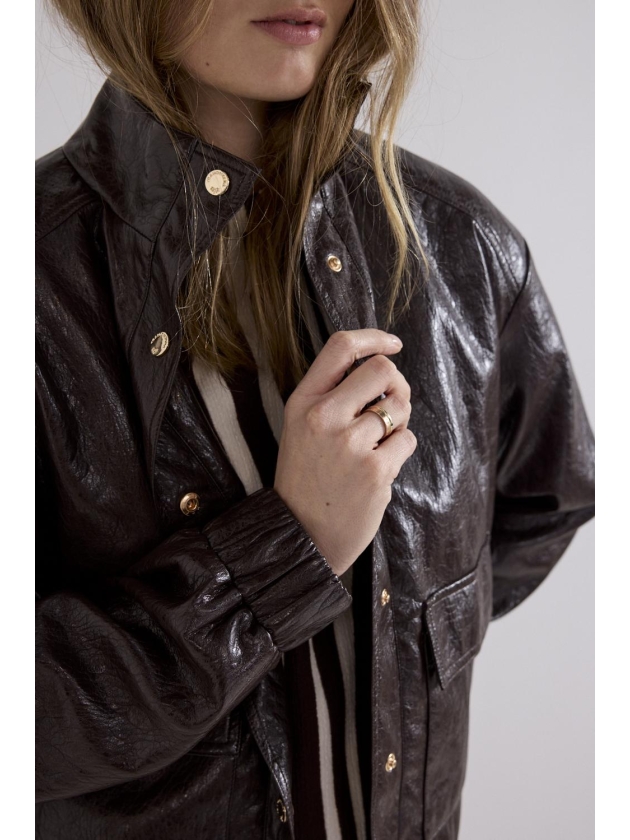 Tramontana Cracked PU Jacket 002650 Chocolate