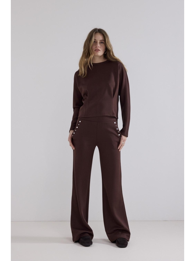 Tramontana Technical Sweat Jumper Pleats 002650 Chocolate