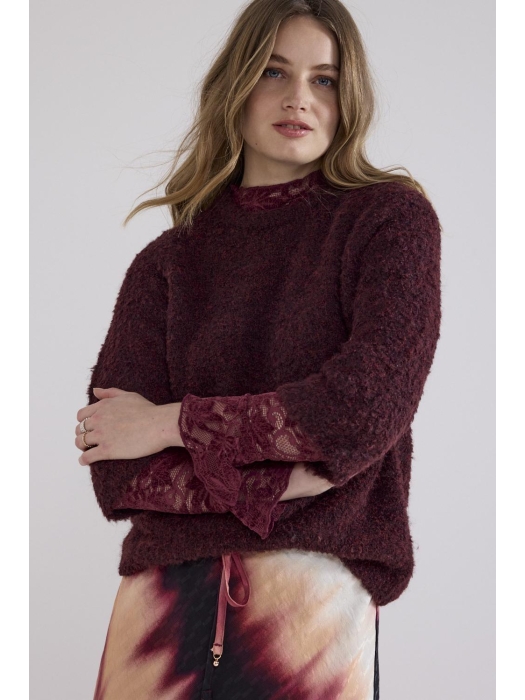 Tramontana Short-Sleeve Boucl Jumper 004580 Pomegranate