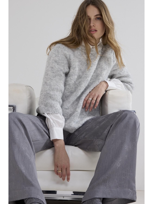 Tramontana Short-Sleeve Boucl Jumper 007041 Light grey melange