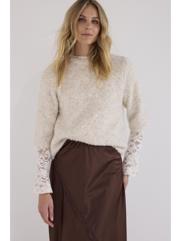 Tramontana Short-Sleeve Boucl Jumper 001351 Snow melange