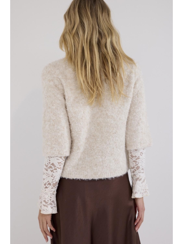 Tramontana Short-Sleeve Boucl Jumper 001351 Snow melange