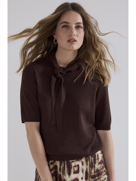 Tramontana Short-Sleeve Jumper Shawl 002650 Chocolate