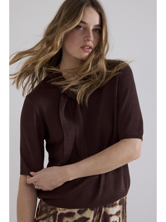 Tramontana Short-Sleeve Jumper Shawl 002650 Chocolate