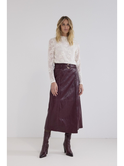 Tramontana Cracked PU Skirt 004580 Pomegranate