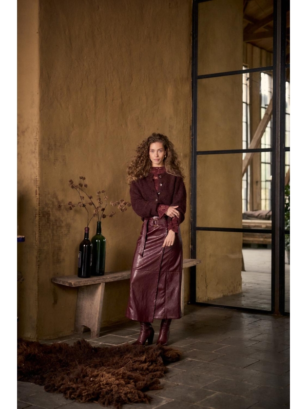 Tramontana Cracked PU Skirt 004580 Pomegranate