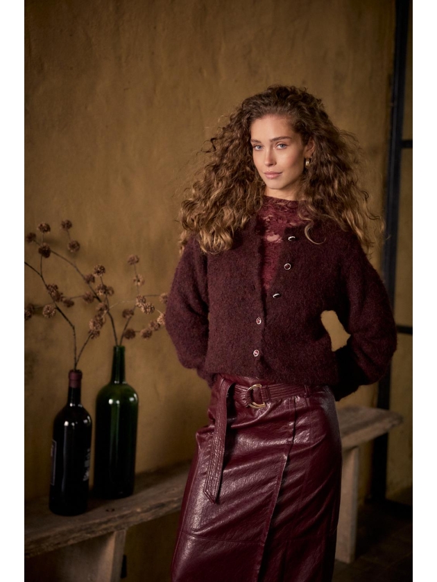 Tramontana Cracked PU Skirt 004580 Pomegranate
